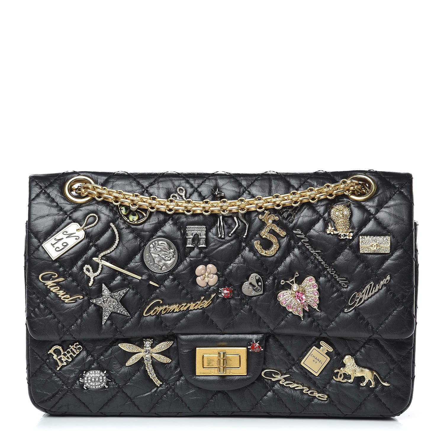 Chanel Aged Calfskin Lucky Charms 2.55 Reissue 225 Flap Black 1 of 11