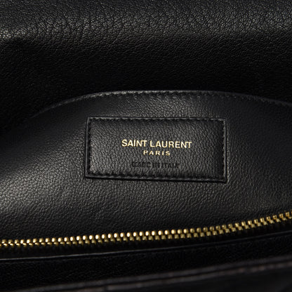 Saint Laurent Sheepskin Matelasse Chevron Monogram Large College Satchel Black 6 of 13