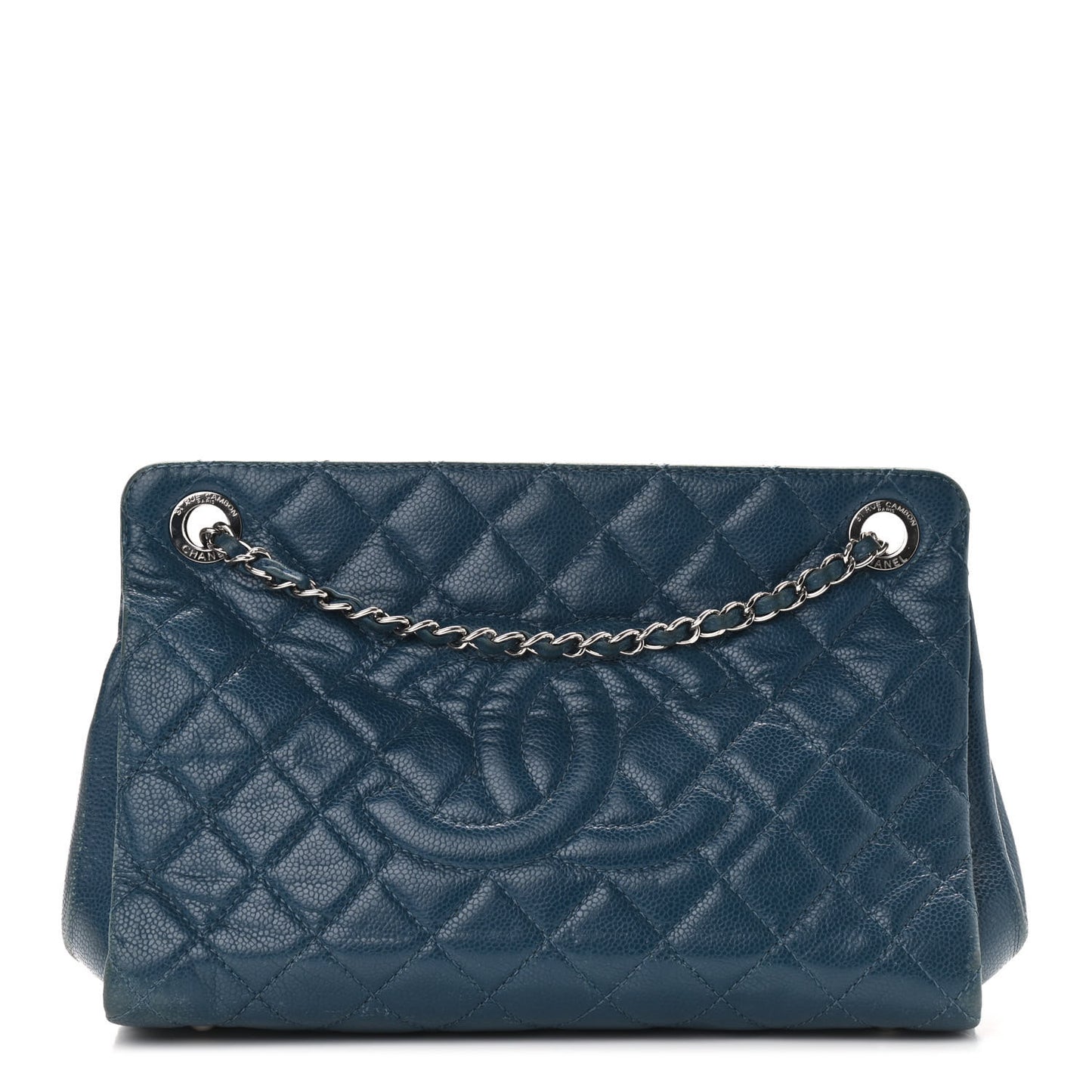 Caviar Quilted Timeless CC Shopping Tote Blue