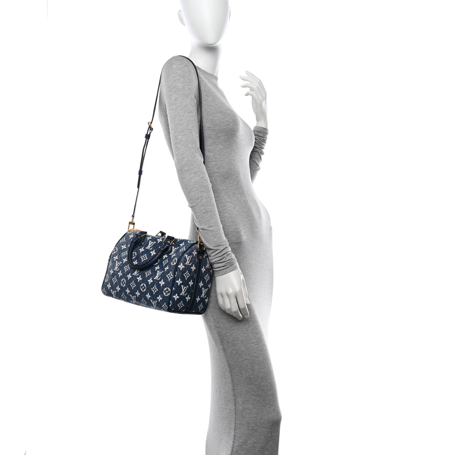 Louis Vuitton Monogram Jacquard Denim Speedy Bandouliere 25 Bleu 2 of 11