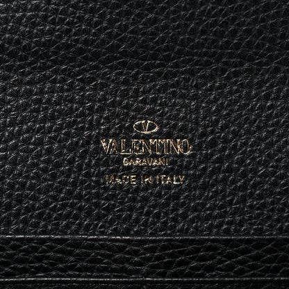 Valentino Garavani Pebbled Calfskin Rockstud Flip Lock Wallet On Chain Black 8 of 15