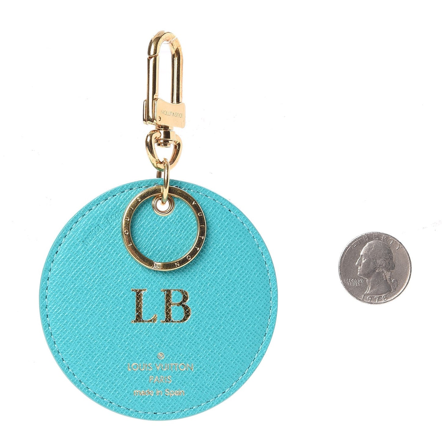Monogram Illustre V Bag Charm Key Ring Turquoise