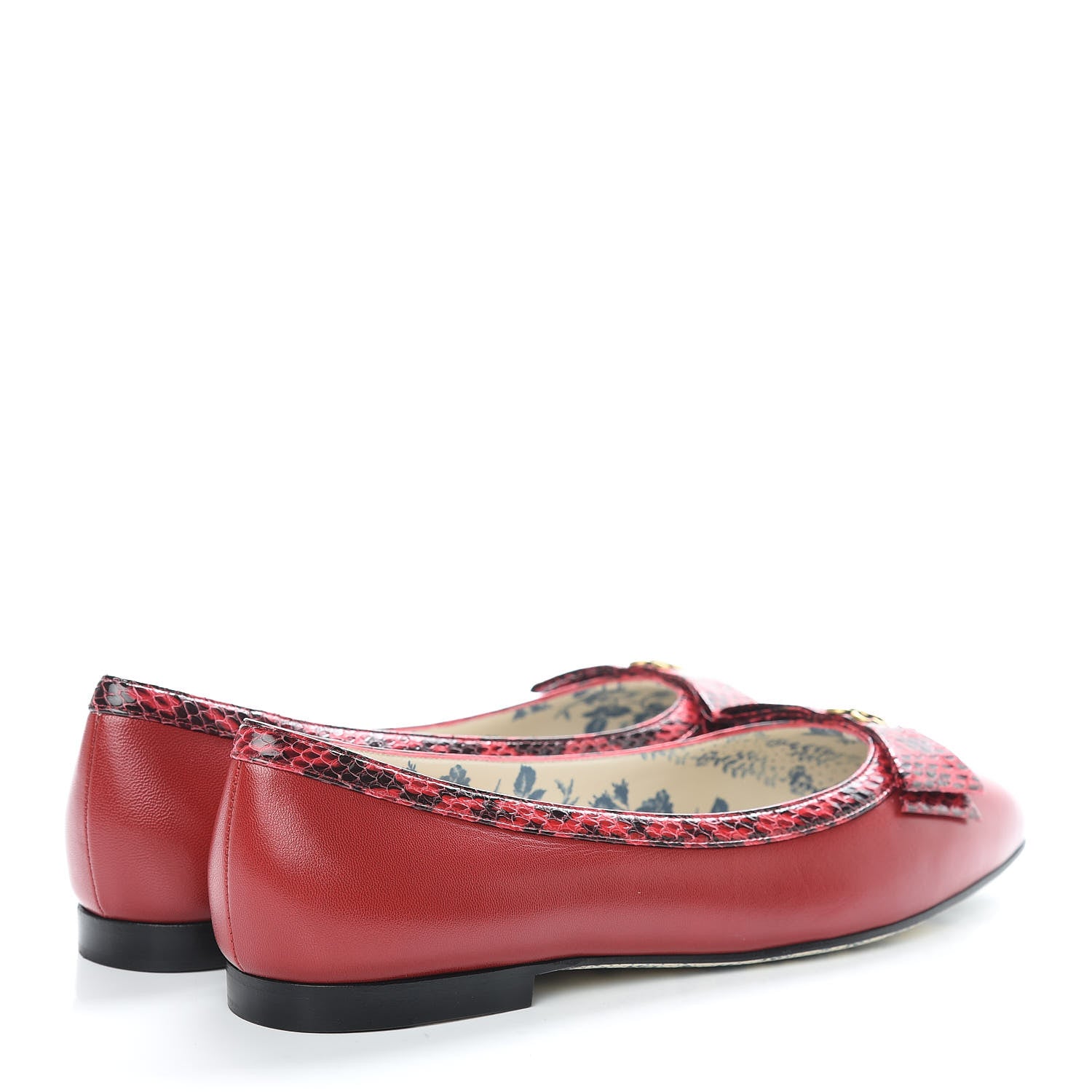 Gucci Malaga Kid Elaphe Yva Ballet Flats 38.5 Hibiscus Red 4 of 8