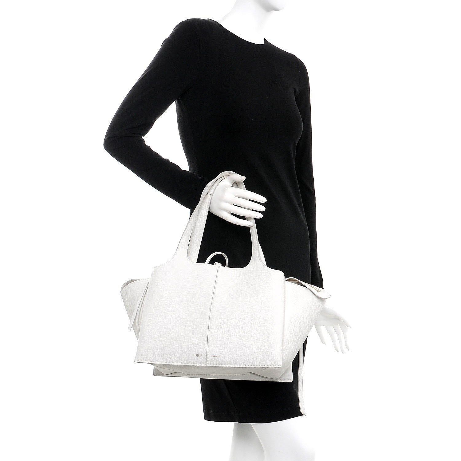Celine Baby Grained Calfskin Small Tri-Fold Bag White 2 of 16