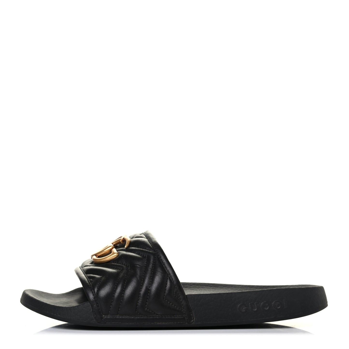 Nappa Matelasse Rubber Mens GG Marmont Slide Sandals 7 Black