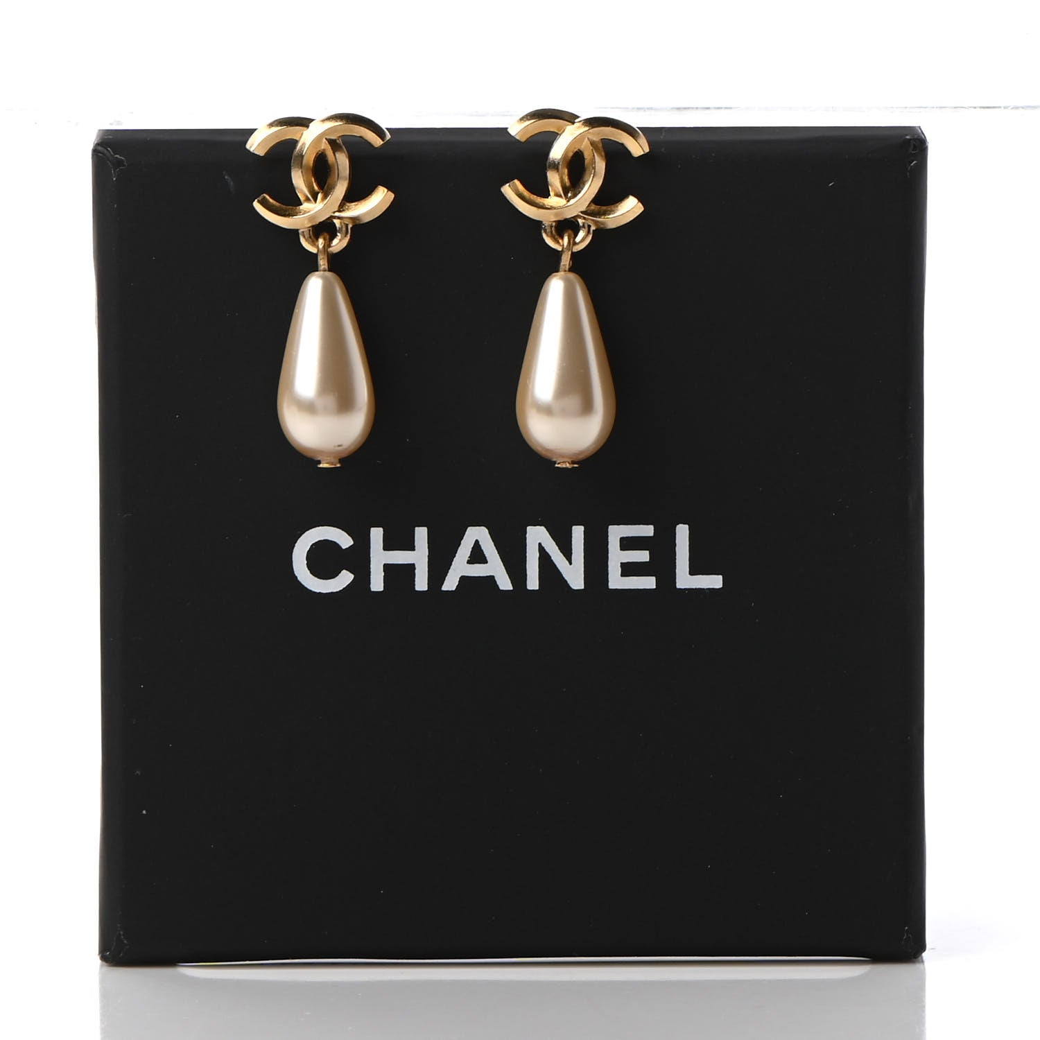 Chanel Metal CC Pearl Drop Earrings Gold 5 of 5