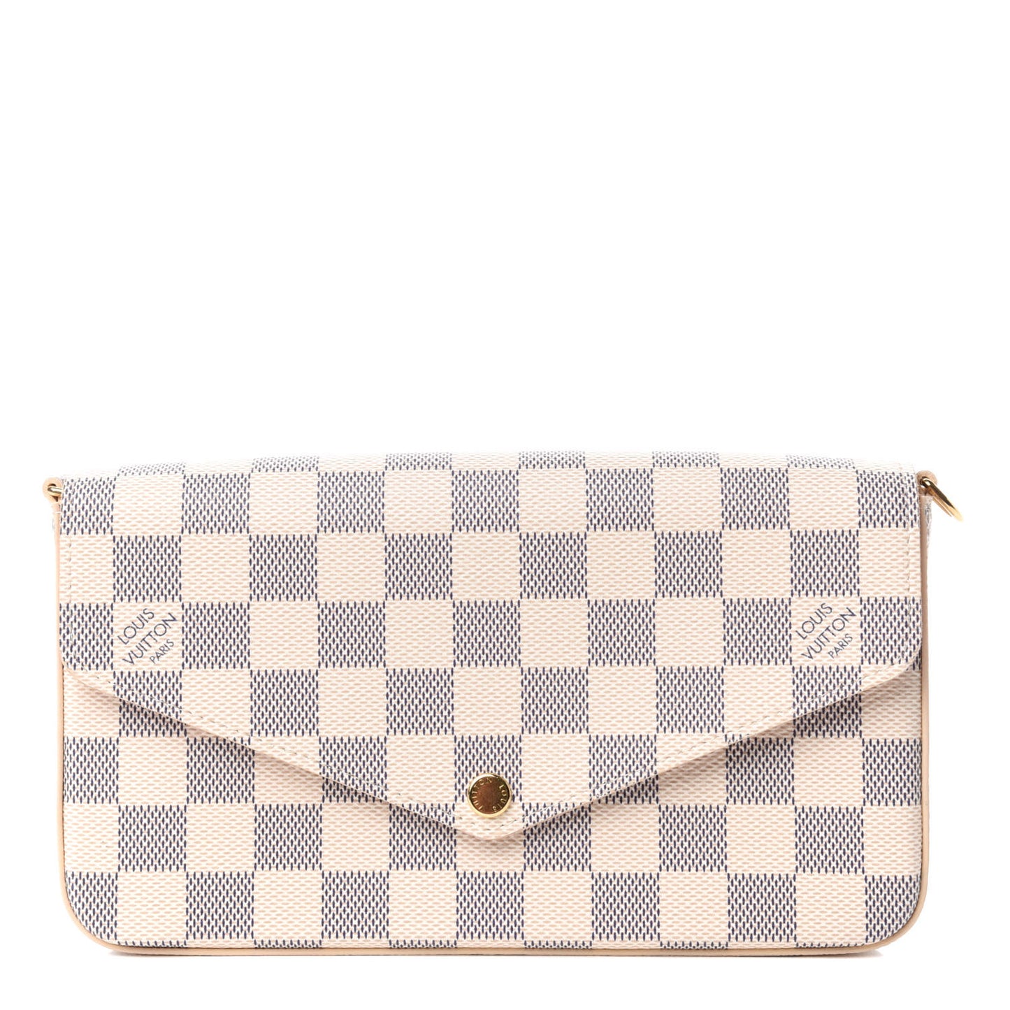Damier Azur Pochette Felicie Chain Wallet Rose Ballerine