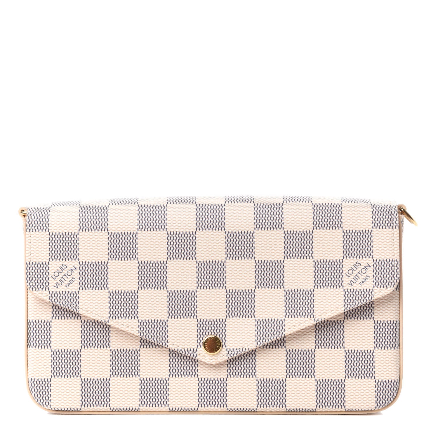 Louis Vuitton Damier Azur Pochette Felicie Chain Wallet Rose Ballerine 1 of 7