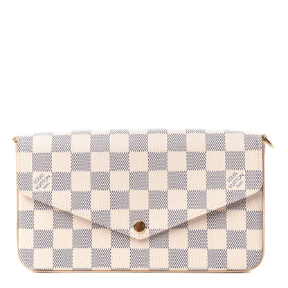 Louis Vuitton Damier Azur Pochette Felicie Chain Wallet Rose Ballerine 1 of 7