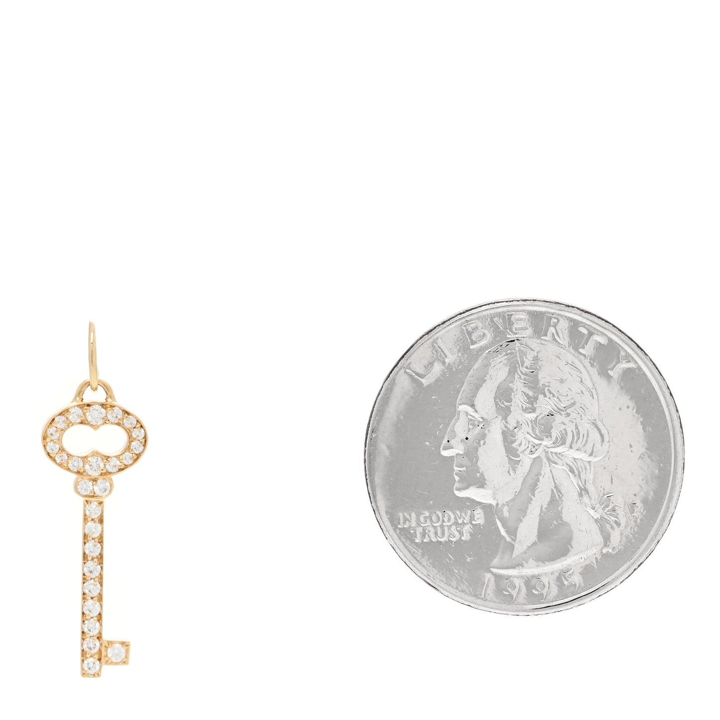 18K Yellow Gold Diamond Mini Vintage Oval Key Pendant