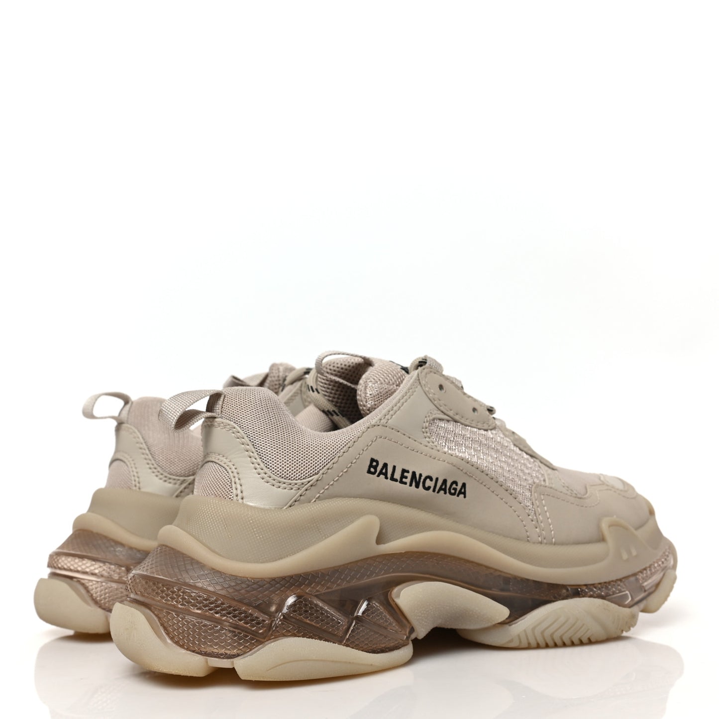 Fabric Mesh Clear Sole Womens Triple S Sneakers 38 Beige