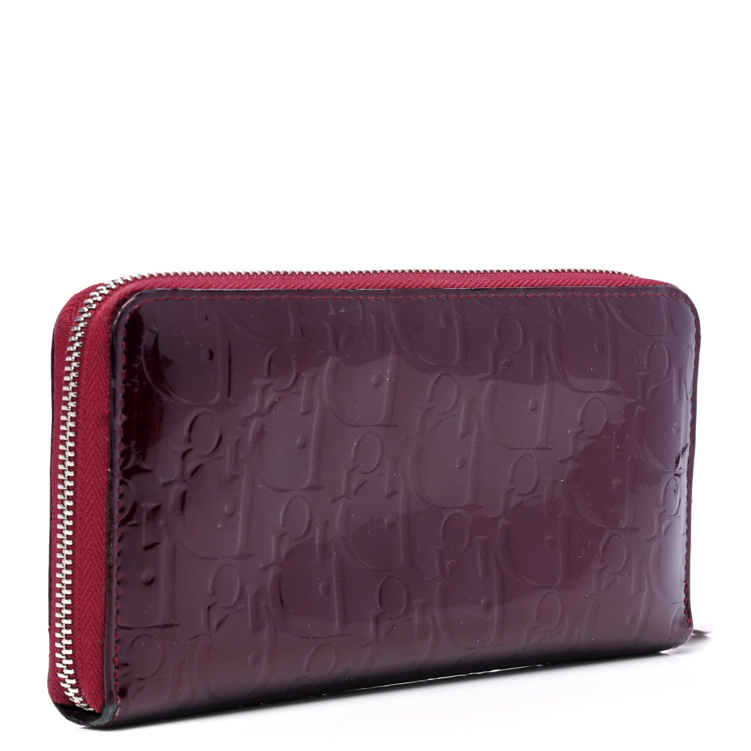Christian Dior Patent Ultimate Voyageur Zip Around Wallet Red 2 of 6