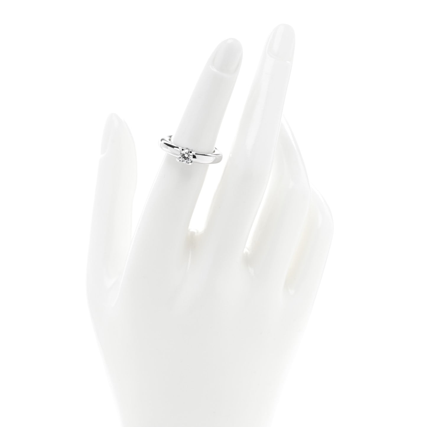 18K White Gold Diamond .30ct C De Cartier Solitaire Ring 49 5