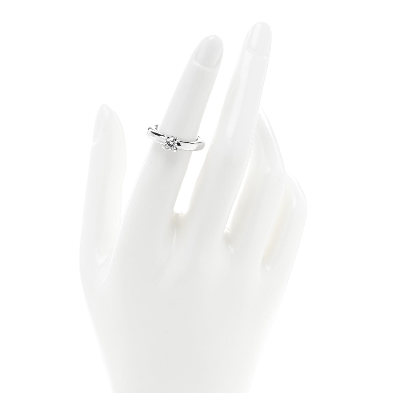 Cartier 18K White Gold Diamond .30ct C De Cartier Solitaire Ring 49 5 2 of 4