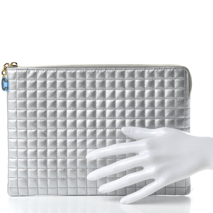 Celine Lambskin Quilted Zip Pouch Grey 2 of 10