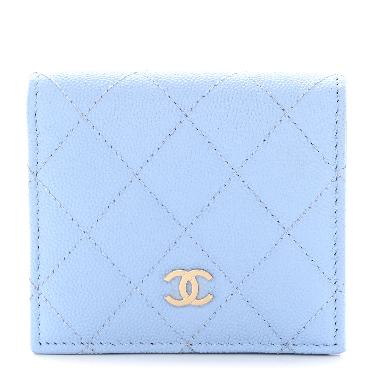 Chanel Caviar Quilted Compact Bifold Wallet Light Blue 1 of 9