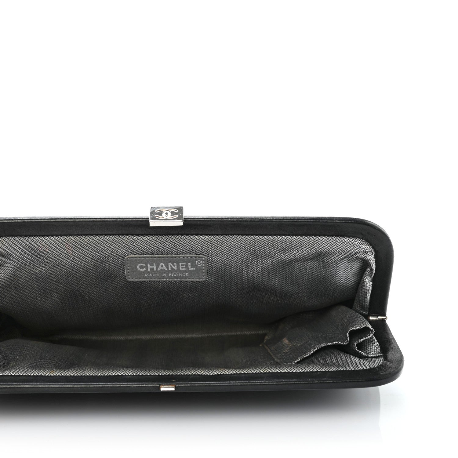 Chanel Lambskin Vertical Quilted Mademoiselle Clutch Black 5 of 7
