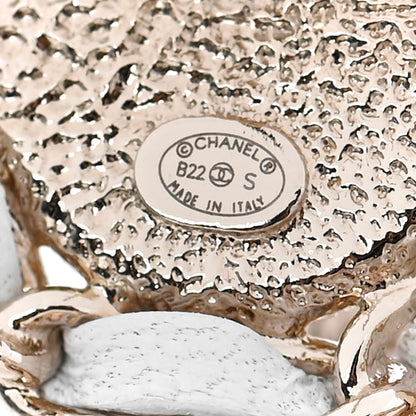 Chanel Lambskin Metal Chain CC Drop Earrings White Gold 3 of 5