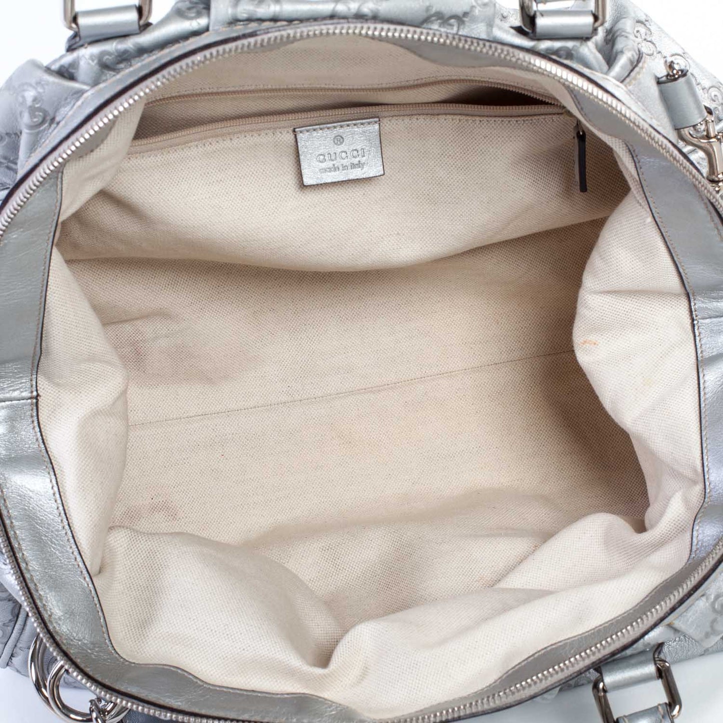 Metallic Guccissima Medium Sukey Boston Silver