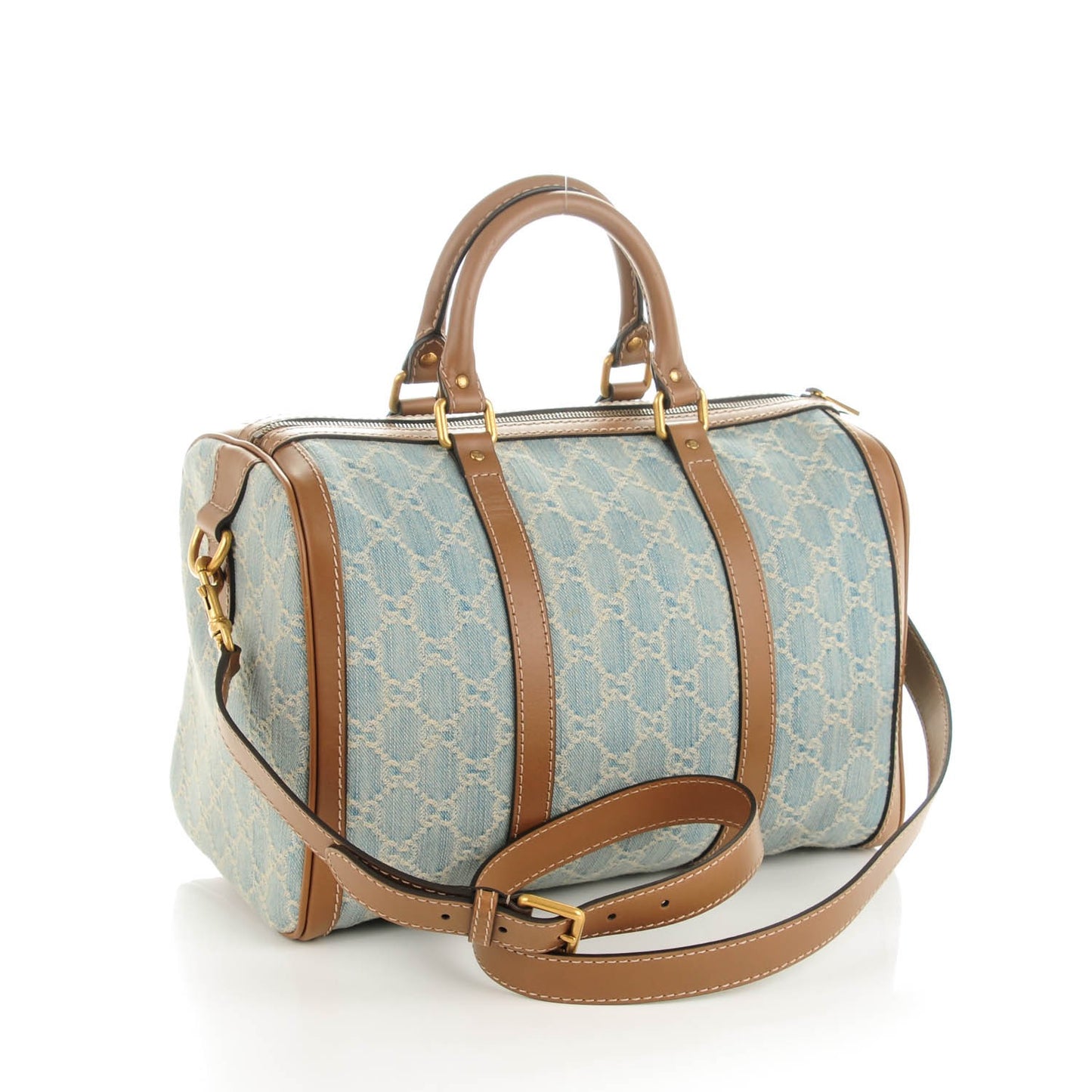 Denim Monogram Vintage Web Medium Boston Blue