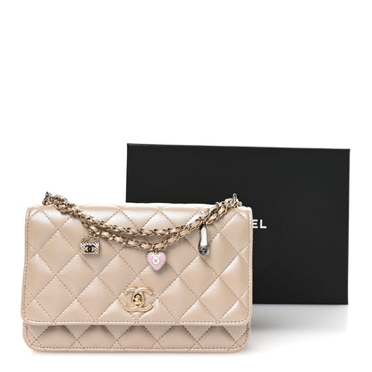 Chanel Pearly Lambskin Quilted Charms Wallet On Chain WOC Beige 12 of 12