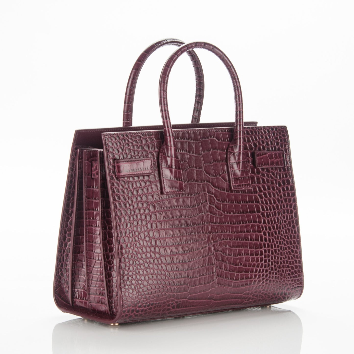 Calfskin Crocodile Embossed Baby Sac De Jour Bordeaux