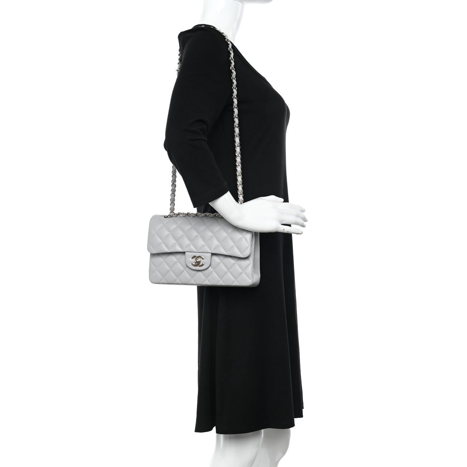 Chanel Caviar Quilted Small Double Flap Grey 2 of 11