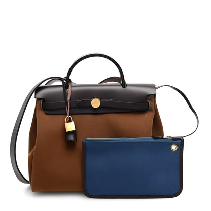Hermes Toile Officier Vache Hunter Herbag Zip Retourne 31 PM Alezan Bleu Outremer Ebene 3 of 11