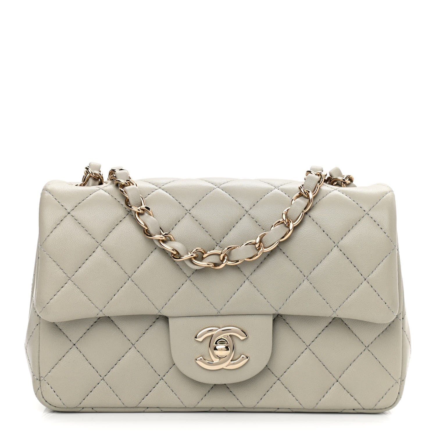 Chanel Lambskin Quilted Mini Rectangular Flap Grey 1 of 10
