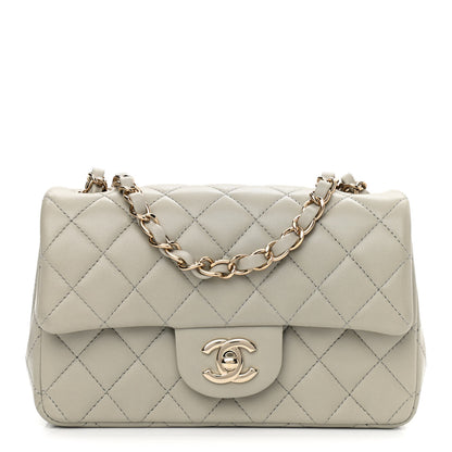 Chanel Lambskin Quilted Mini Rectangular Flap Grey 1 of 10