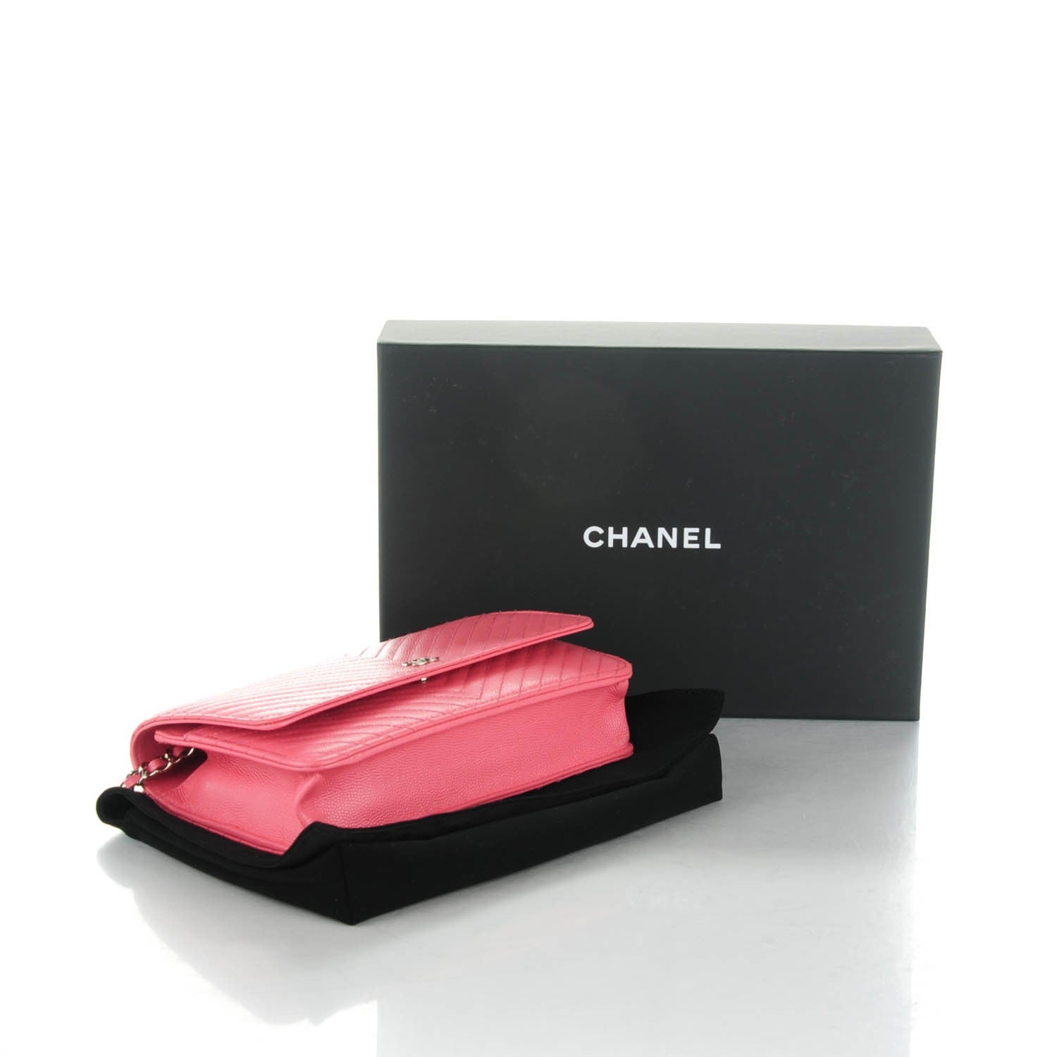 Chanel Caviar Chevron Wallet On Chain WOC Pink 4 of 8