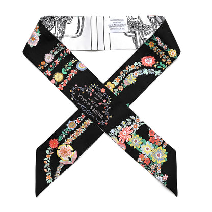 Hermes Silk Brides de Gala en Fleurs Twilly Black Multicolor White 1 of 6