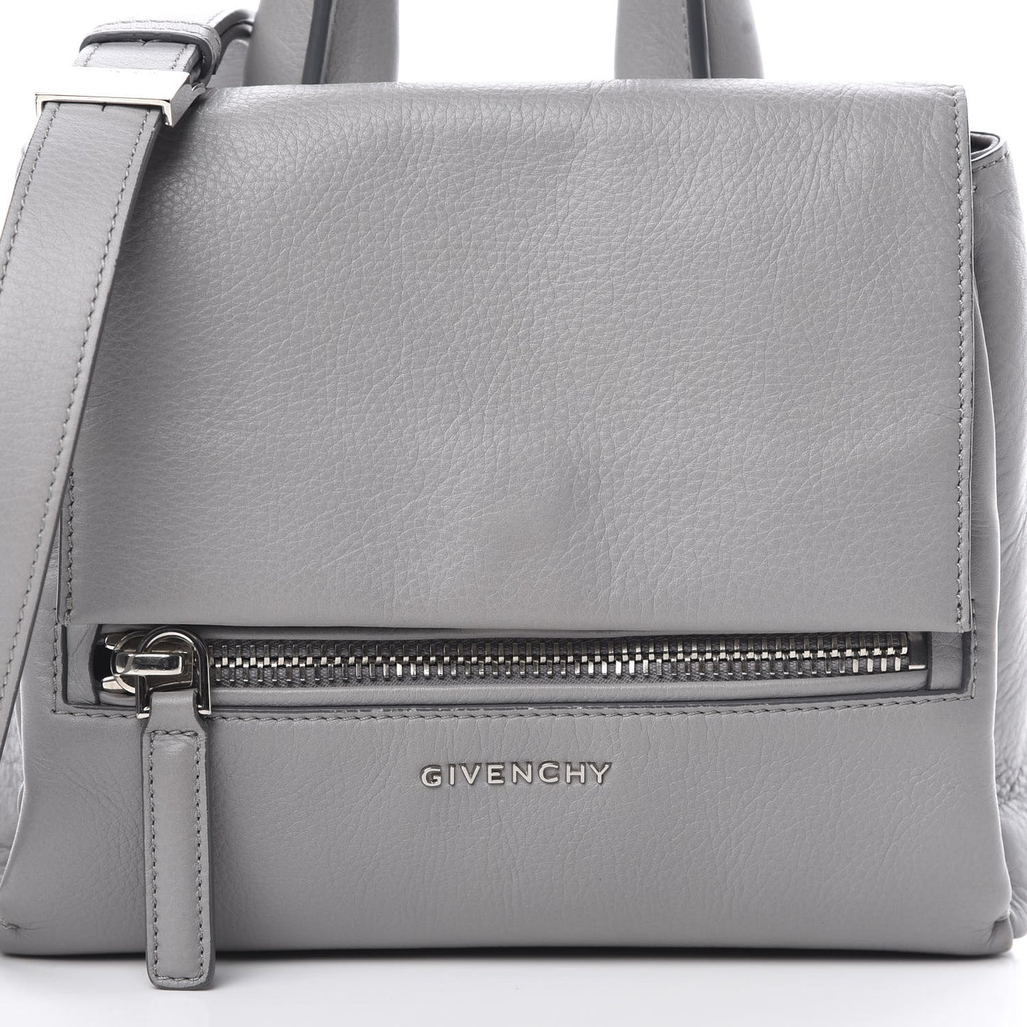 Calfskin Mini Pandora Pure Flap Bag Pearl Grey