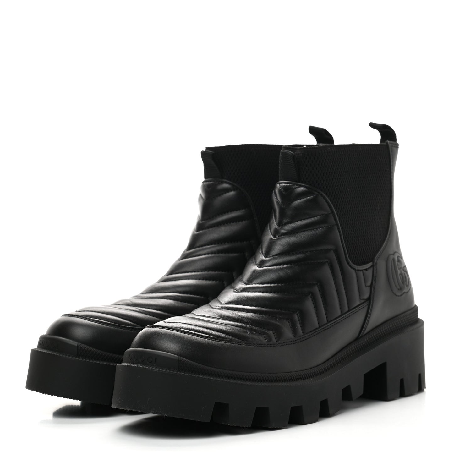 Calfskin Nappa Matelasse Frances Chelsea Boots 38.5 Black
