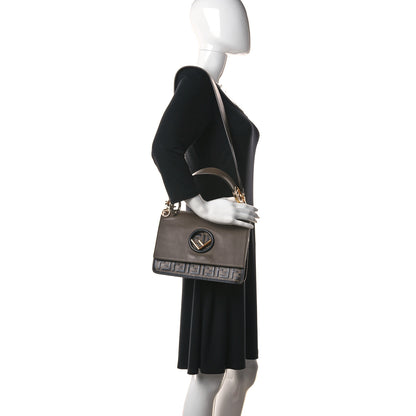 Fendi Vitello Century F is Fendi Bi-Color FF 1974 Embossed Kan I Shoulder Bag Maya Black 3 of 17