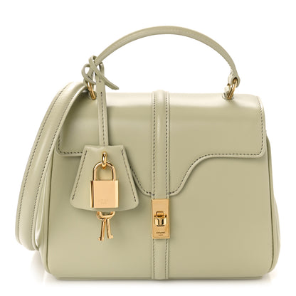 Celine Satinated Calfskin Mini 16 Top Handle Bag Almond Green 1 of 8