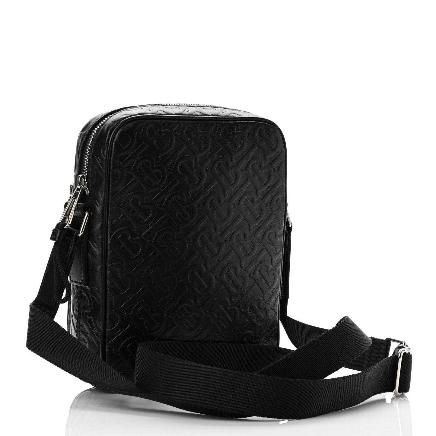 Calfskin Embossed TB Freddie Crossbody Bag Black