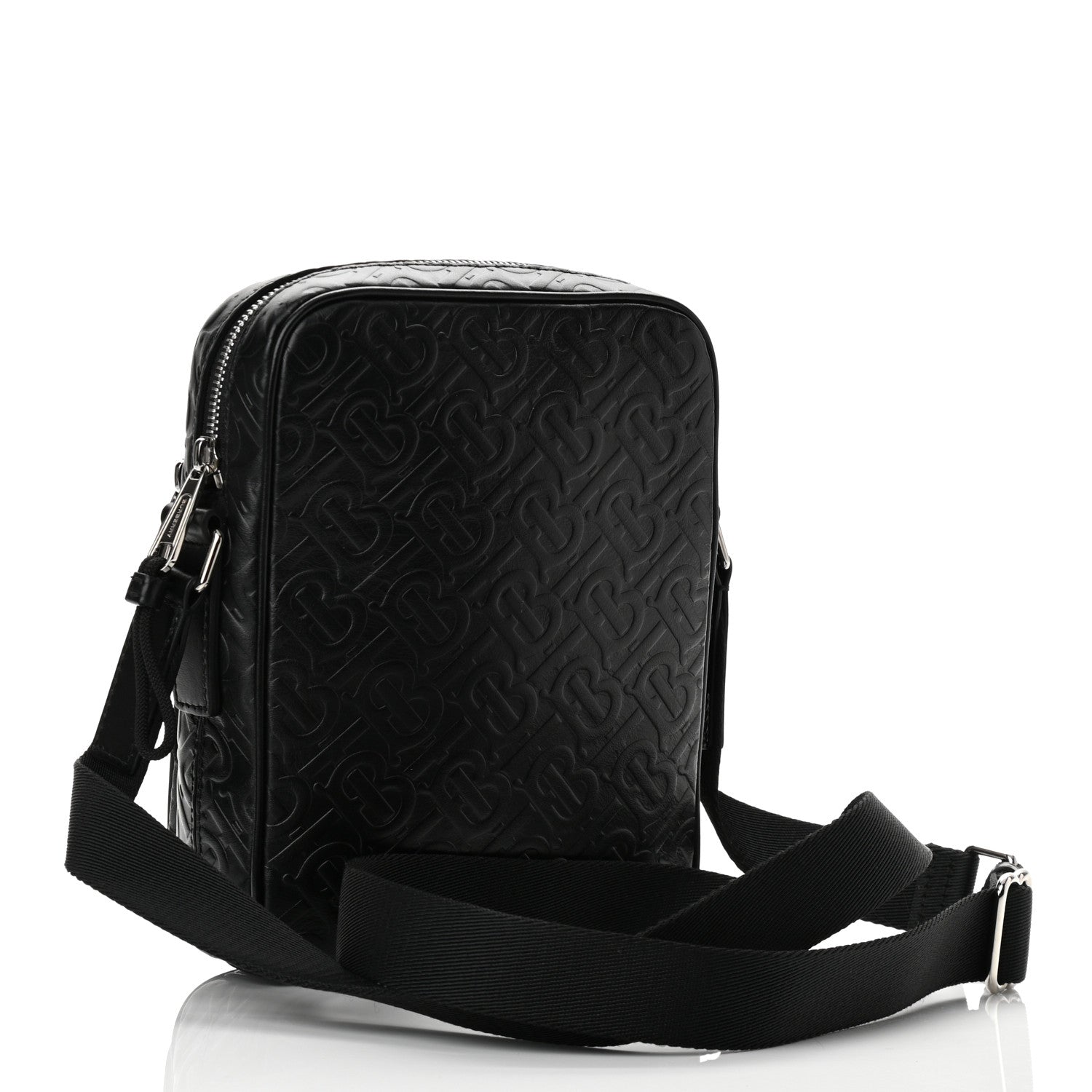 Burberry Calfskin Embossed TB Freddie Crossbody Bag Black 2 of 8