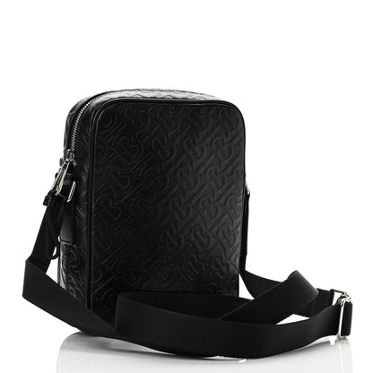 Burberry Calfskin Embossed TB Freddie Crossbody Bag Black 2 of 8