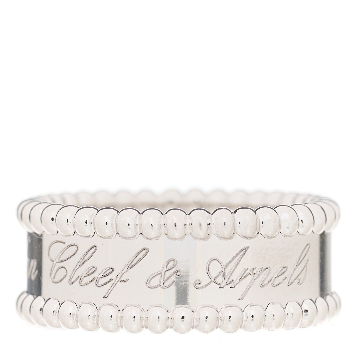 Van Cleef & Arpels 18K White Gold Perlee Signature Ring 53 6.25 1 of 4