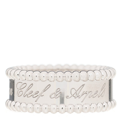 Van Cleef & Arpels 18K White Gold Perlee Signature Ring 53 6.25 1 of 4