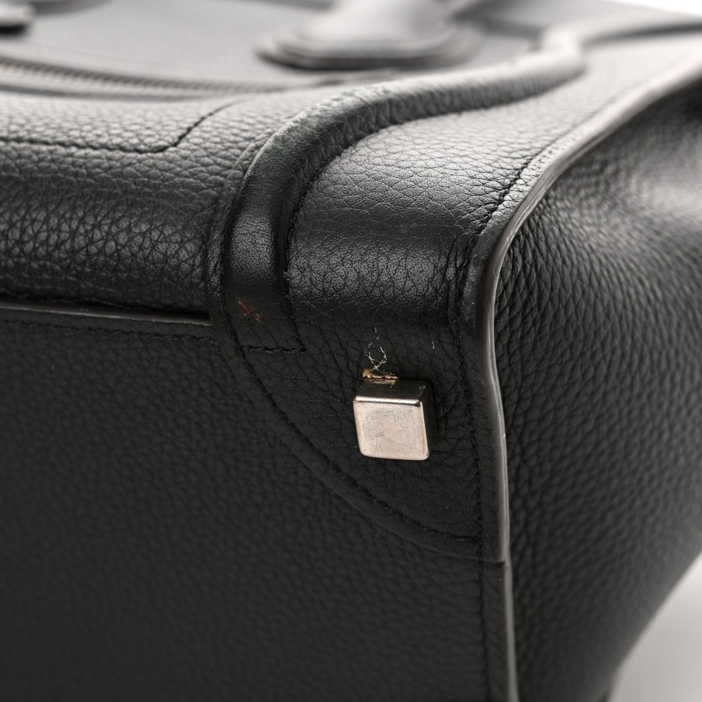 Drummed Calfskin Micro Luggage Black