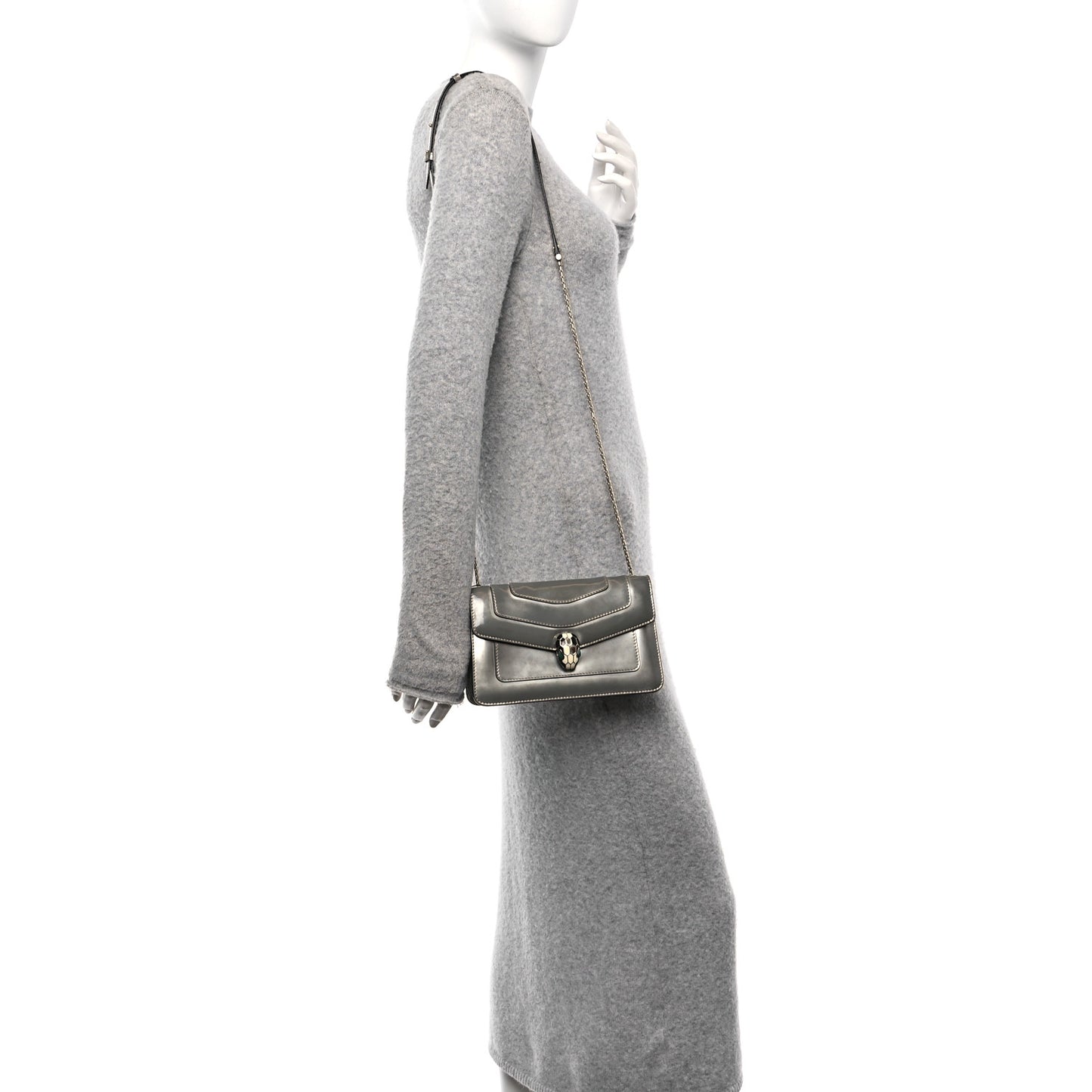 Metallic Serpenti Forever Small Shoulder Bag Silver