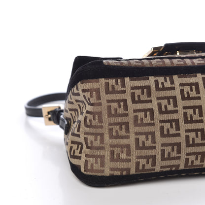Fendi Zucchino Velvet Vitello Mini Mama Tube Bag Mogano Panna Black 7 of 11