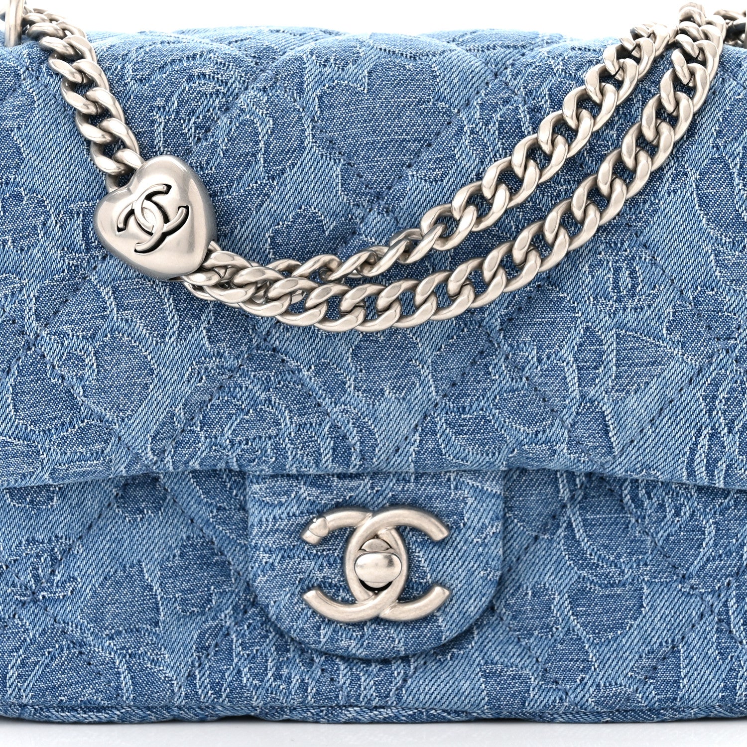 Chanel Denim Quilted Camellia Sweetheart Mini Flap Blue 8 of 11