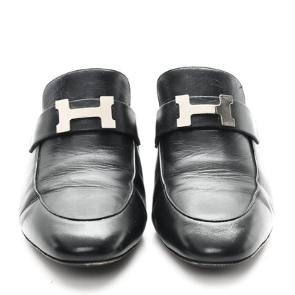 Hermes Goatskin Paradis Mules 37.5 Black 3 of 10