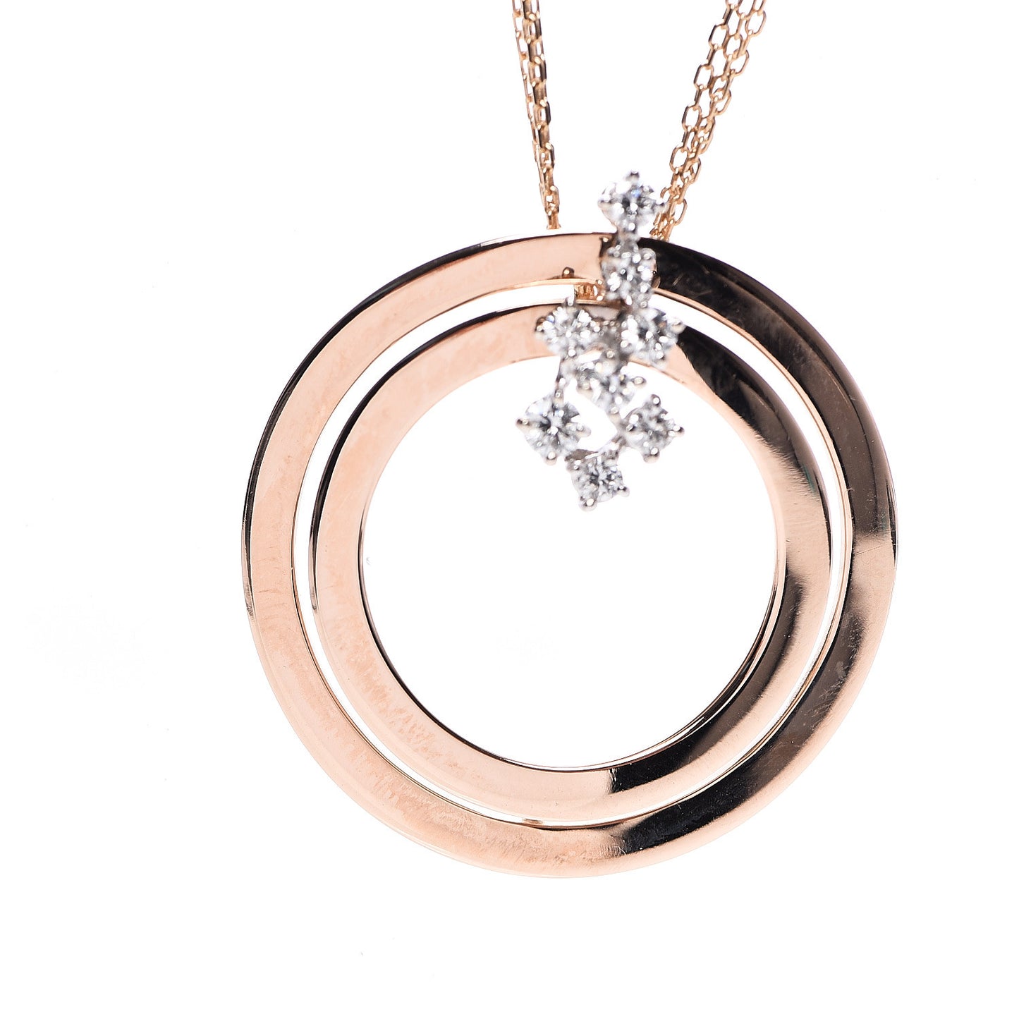 18K Pink Gold Diamond Sophia Loren Pendant Necklace