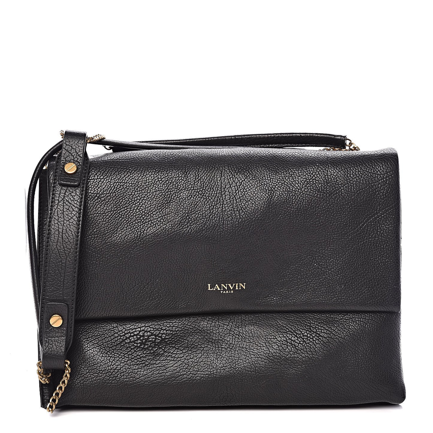 Goatskin Medium Sugar Flap Shoulder Bag Black