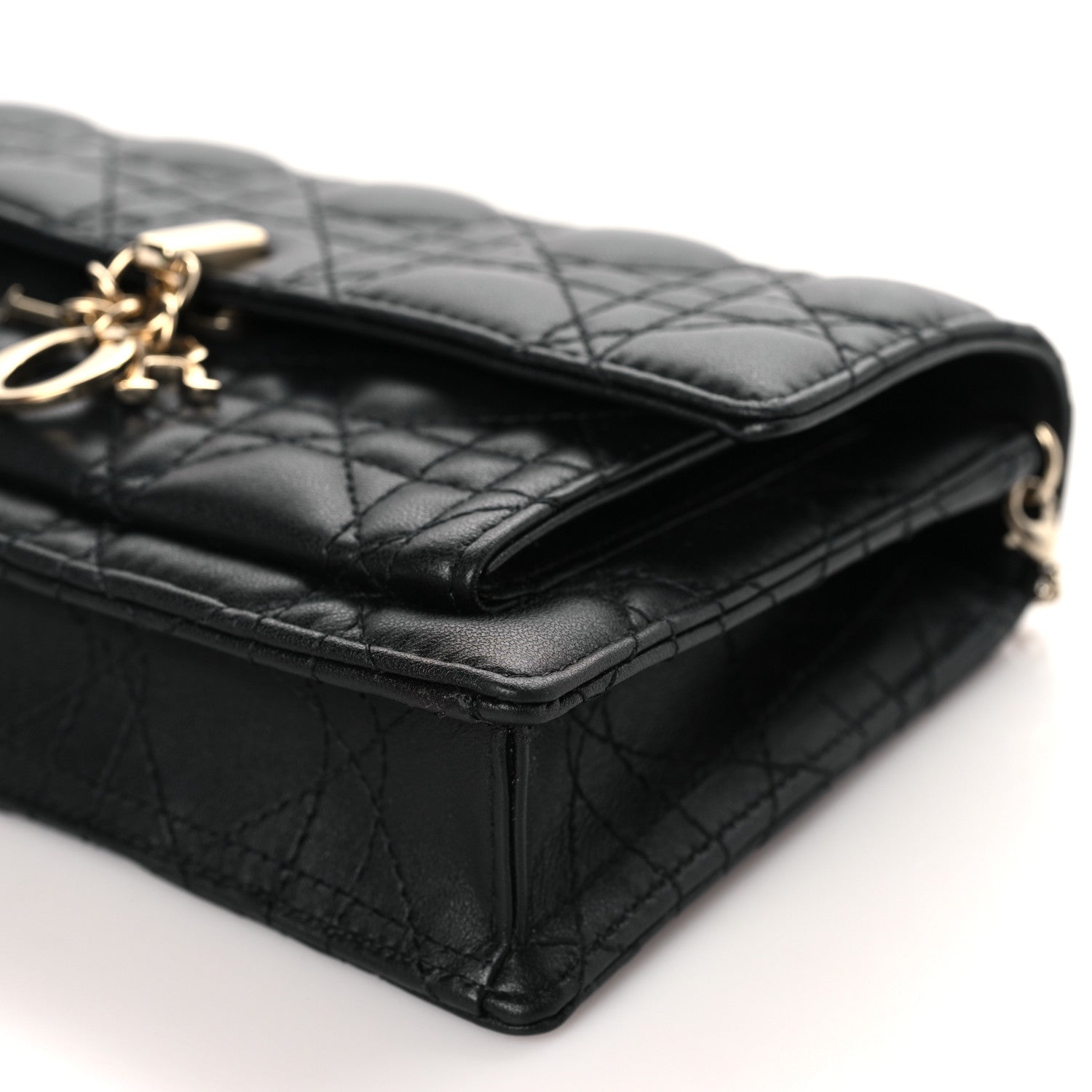 Christian Dior Lambskin Cannage Lady Dior Chain Pouch Black 9 of 9