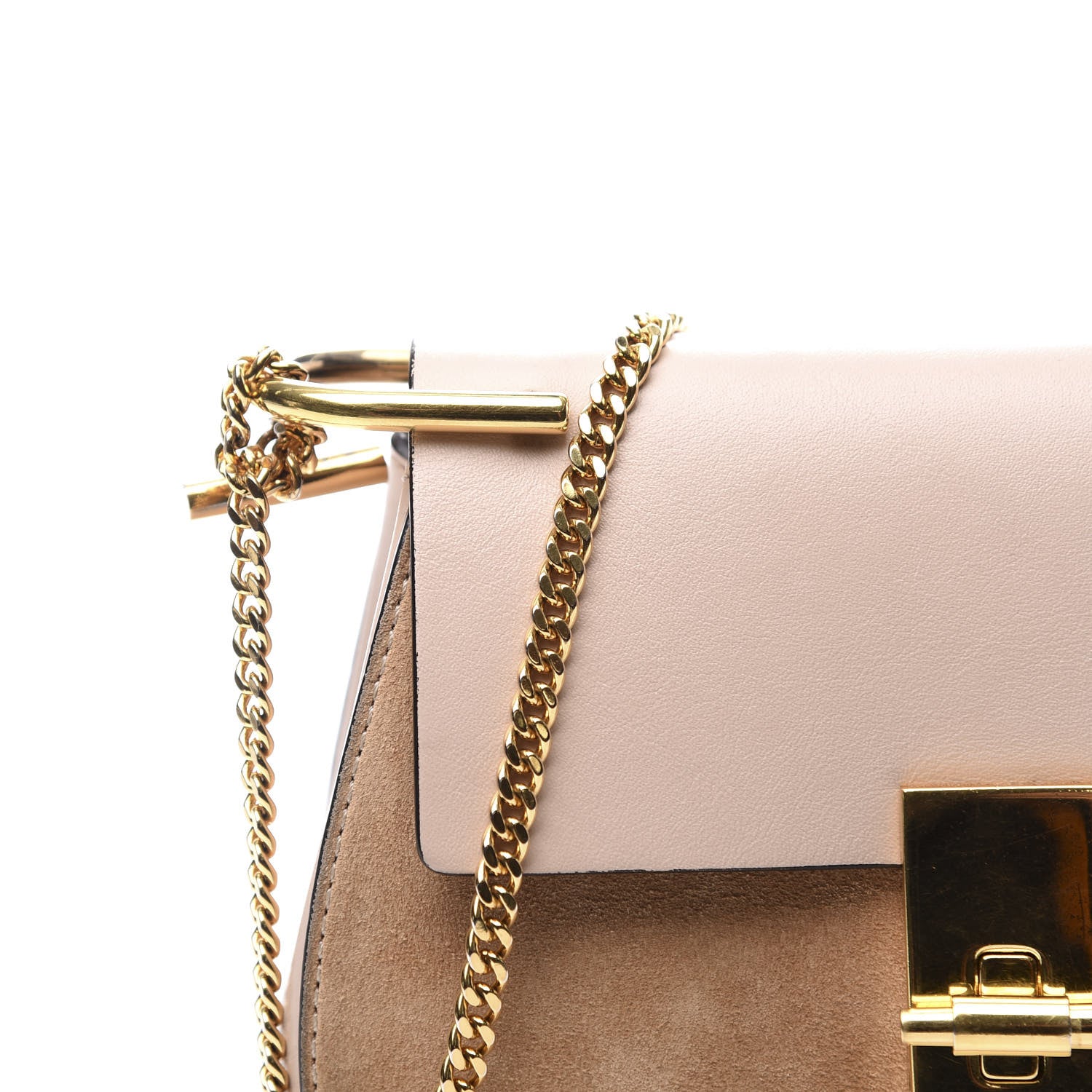 Chloe Suede Smooth Calfskin Mini Drew Shoulder Bag Cement Pink 9 of 10